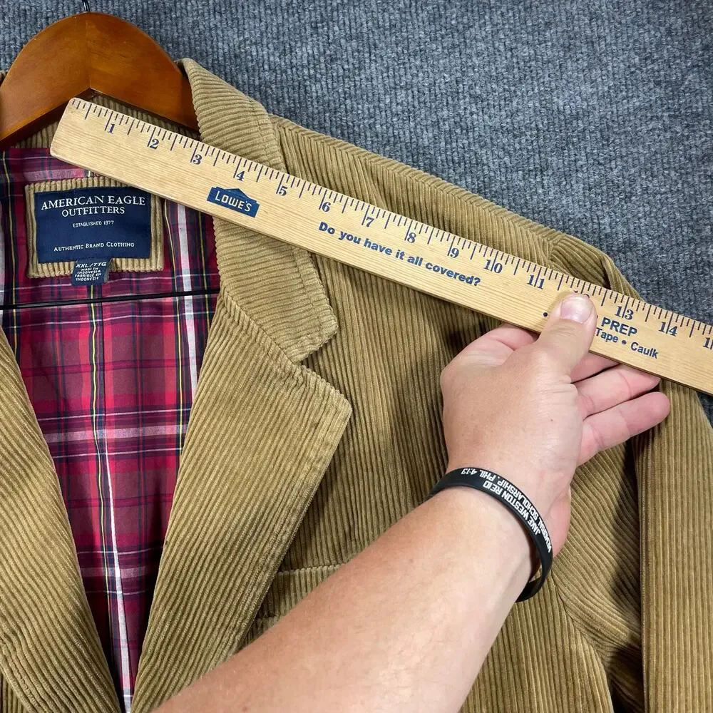 American Eagle Corduroy Blazer Sports Coat Men's XXL Brown Single Breast
